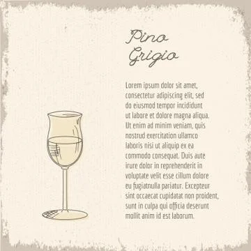 Vector template with hand drawn wine glass. Stock Illustration