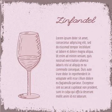 Vector template with hand drawn wine glass. Stock Illustration