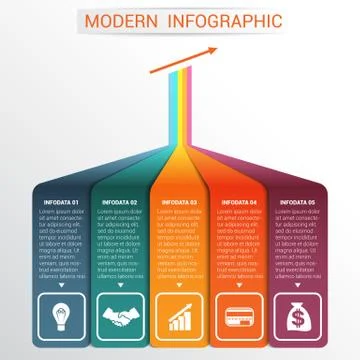 Vector template Infographic for 5 options. Illustrazione stock