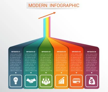 Vector template Infographic for 6 options. Illustrazione stock