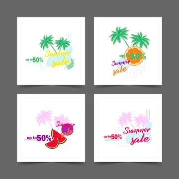 Vector template Instagram post summer discounts and sales collection. online Stock Illustration