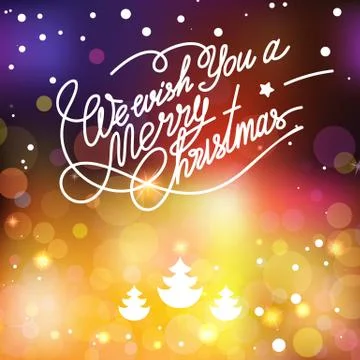 Vector template with lettering We wish You a Merry Christmas. Stock Illustration