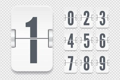 Vector template with light flip scoreboard numbers with shadows for white Stock Illustration