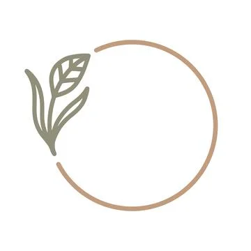 Vector template logo circle frame with green flora element. Floral wreath with Stock Illustration