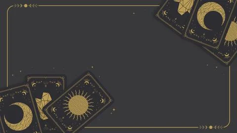 Vector template with magical tarot cards. Celestial fortune telling Ilustración de archivo