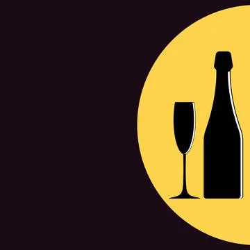 Vector template for menu, advertising poster, banner with champagne bottle. Stock Illustration