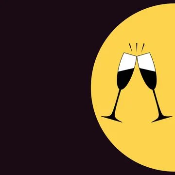 Vector template for menu, advertising poster, banner with champagne wine glasses Stock Illustration