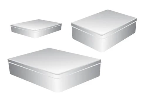 Vector template of metal closed boxes. Gift box 스톡 일러스트