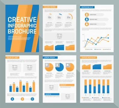 Vector template for multipurpose presentation slides with graphs and charts Stock Illustration