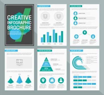 Vector template for multipurpose presentation slides with graphs and charts Stock Illustration