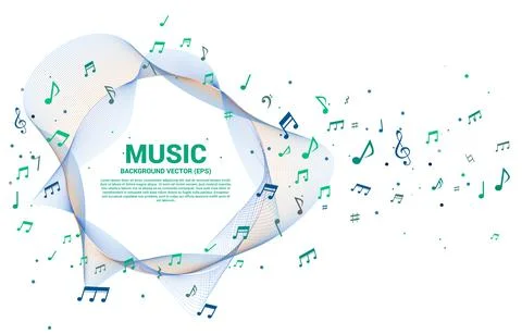 Vector template music melody note dancing flow . Concept background for song  Stock Illustration