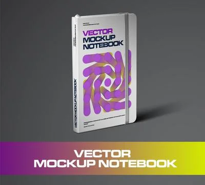 Vector template of notebook with elastic band, bookmark, with abstract desi.. Stock Illustration