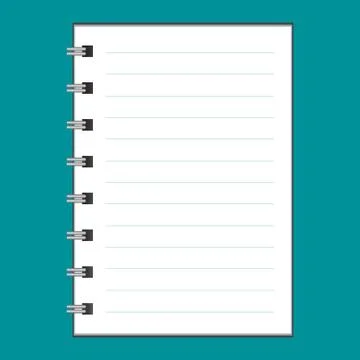 Vector template of notebook or sketchbook on a blue background Stock Illustration