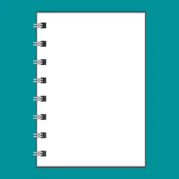 Vector template of notebook or sketchbook on a blue background Illustrazione stock