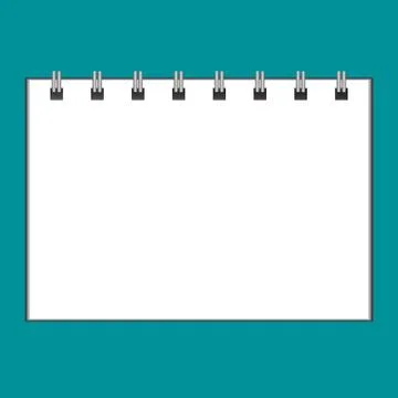 Vector template of notebook or sketchbook on a blue background Illustrazione stock