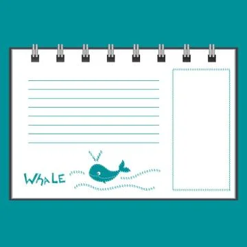 Vector template of notebook or sketchbook on a blue background Illustrazione stock