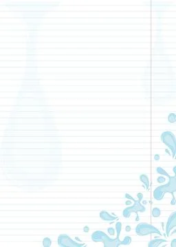 Vector template for notepad with drops and splashes of water Illustrazione stock