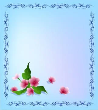 Vector template with ornamental frame and flowers Stock Illustration