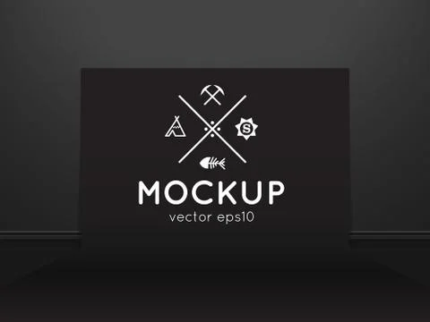 Vector template of photo studio backdrop, placed in interior. Mockup for your Stock Illustration