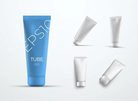 Vector template of plastic tubes for lotion and cream. Stock Illustration