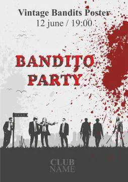 Vector template poster with blood splatter paint. tarantino style Stock Illustration