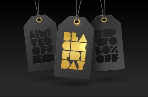 Vector template with price tags and foil letterpress BLACK FRIDAY Stock Illustration