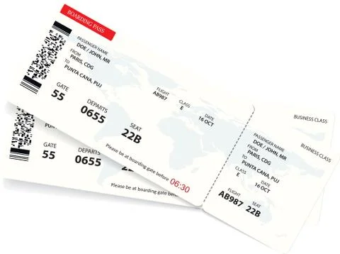Vector template of red boarding pass tickets. Stock-Illustration