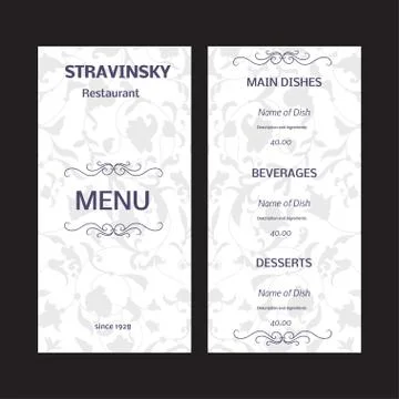 Vector template for restaurant menu in luxury style Illustrazione stock