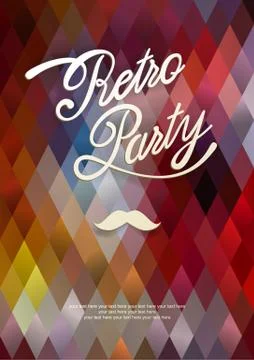 Vector template Retro Party. Abstract geometrical textured colorful background Stock Illustration