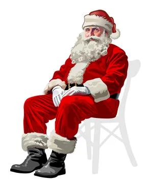 Vector Template Santa Claus in a sitting pose isolated Stock Illustration