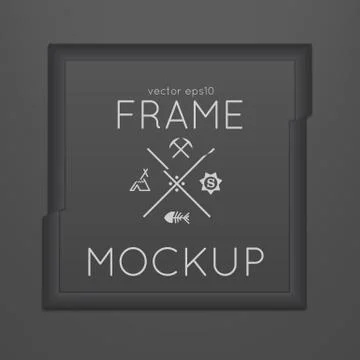 Vector template of square slashed frame with poster, placed in interior. Mock Stock Illustration