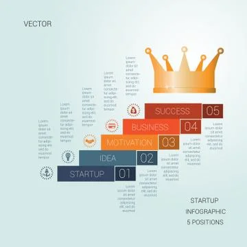 Vector template startup success for five positions Stock Illustration