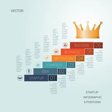 Vector template startup success for six positions Stock Illustration