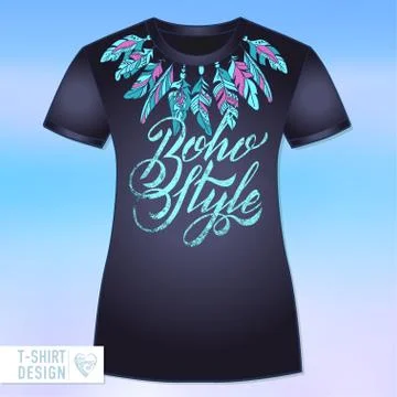Vector Template T-SHIRT Boho Style Illustrazione stock