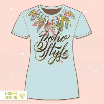 Vector Template T-SHIRT Boho Style Stock Illustration