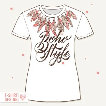 Vector Template T-SHIRT Boho Style Stock Illustration