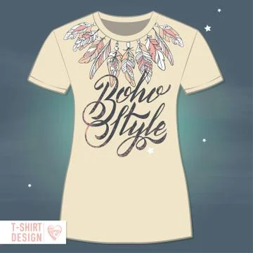 Vector Template T-SHIRT Boho Style Stock Illustration