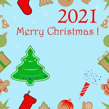 Vector template for text with many different gifts and figures in the form of Stock Illustration