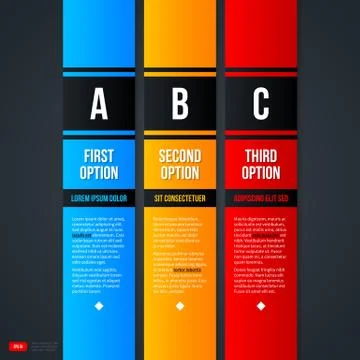 Vector template with three colorful banners on gray background. Stock Illustration
