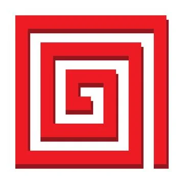Vector template of a three-dimensional maze of red color on a transparent b.. Stock Illustration