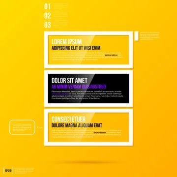Vector template with three horizontal options on bright yellow background. EP 스톡 일러스트