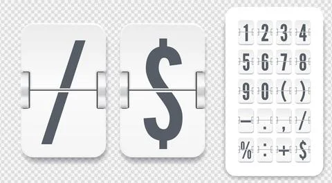 Vector template for time design. Flip scoreboard with numbers symbols and Stock Illustration