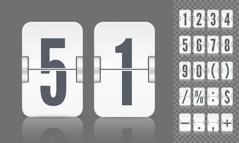 Vector template for time design. Flip scoreboard with numbers symbols and Illustrazione stock