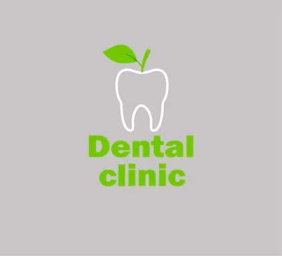 Vector template - tooth silhouette and leaf Stock Illustration