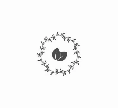 Vector template two leaves in a wreath isolated - icon for social media Stock Illustration