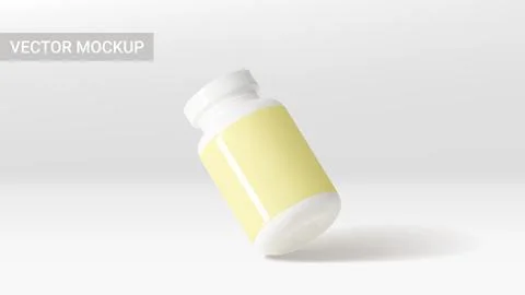 Vector template of white bottle with pills Stock Illustration