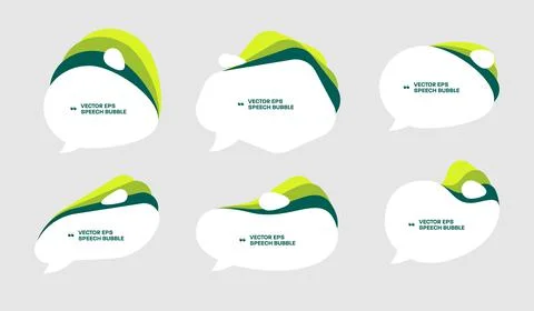 Vector template of white bubble shapes for quotes with green design elements. Stockillustratie