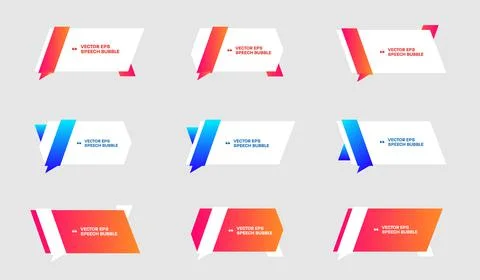 Vector template of white bubble shapes for quotes with colorful design elemen Stock Illustration