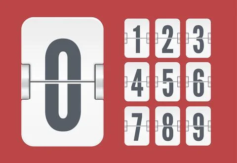 Vector template with white flip scoreboard numbers for white countdown timer or イラスト素材