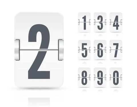 Vector template with white flip scoreboard numbers and reflections for white Stock Illustration